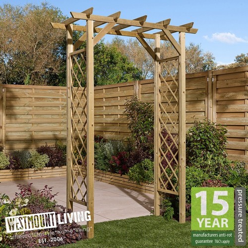 Wooden square top garden arch - wooden,