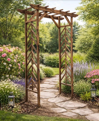 Wooden garden arbor - wooden, outdoor